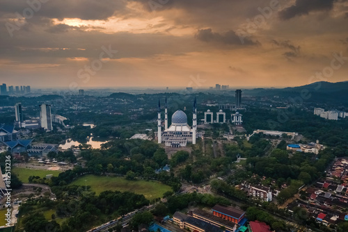 beautiful view of mosque in malaysia.mosque is a holy place for muslim
