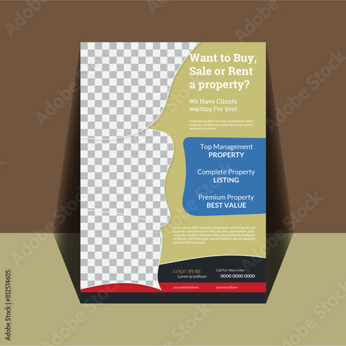 Flyer in A4 with colorful  brochure cover Corporate business design set with blue, red and yellow color marketing business proposal promotion advertise  publication  modern template  
