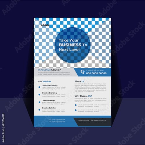 Flyer design with colorful  brochure cover Corporate business design set with blue & white color marketing business proposal promotion advertise  publication  modern template  