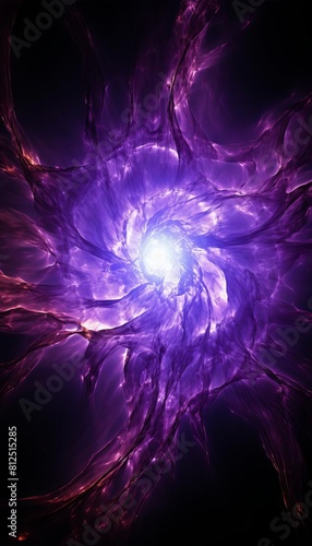 Striking digital illustration featuring an intense purple abstract formation suggesting dynamic energy or a cosmic event.