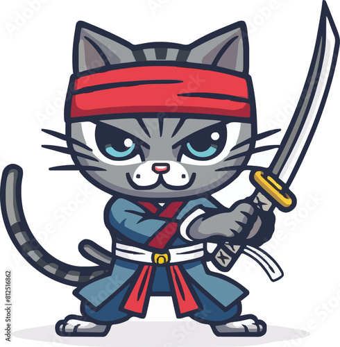 Cute cartoon ninja cat 
