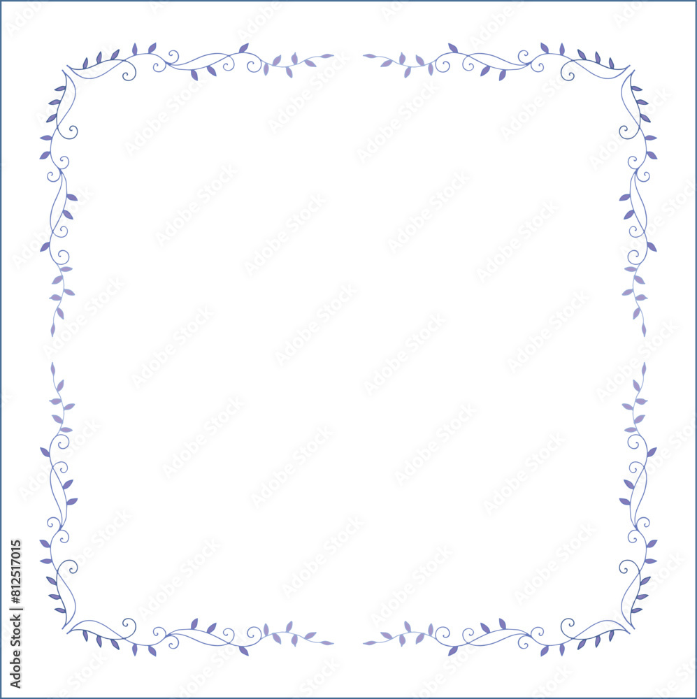 Blue vegetal ornamental frame with leaves, decorative border, corners for greeting cards, banners, business cards, invitations, menus. Isolated vector illustration.
Blue vegetal ornamental frame with leaves, decorative border, corners for greeting cards, banners, business cards, invitations, menus. Isolated vector illustration.