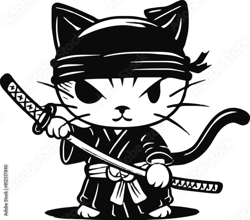 Cute cartoon ninja cat 