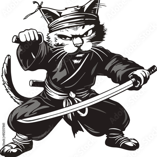 Cute cartoon ninja cat 