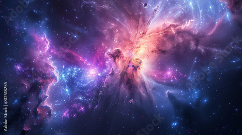 Nebula and galaxies in space. Abstract cosmos background