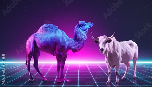 camel in desert  eid al adha mubarak Arabic man with a camel and goat. creative vector illustration design