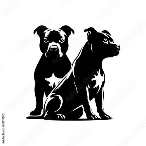 Staffordshire Bull Terrier Vector Silhouette - Capturing Strength and Courage in Simplistic Elegance- Minimalist Staffordshire Bull Terrier- Illustration of Staffordshire Bull Terrier.