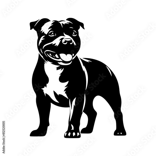 Staffordshire Bull Terrier Vector Silhouette - Capturing Strength and Courage in Simplistic Elegance- Minimalist Staffordshire Bull Terrier- Illustration of Staffordshire Bull Terrier.