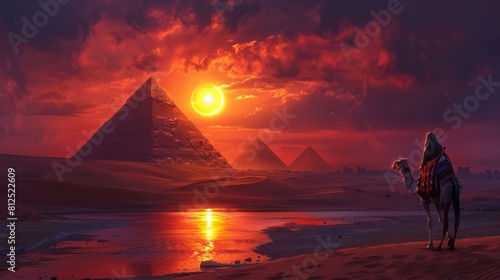 camel pyramids egypt