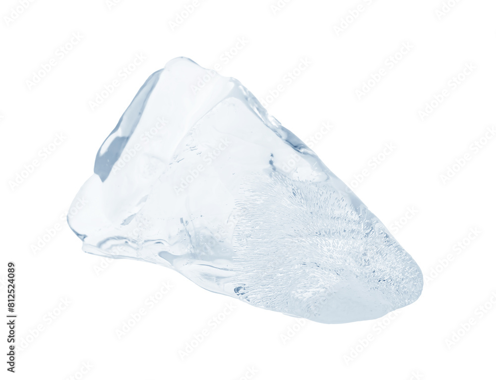 Piece of clear ice isolated on white