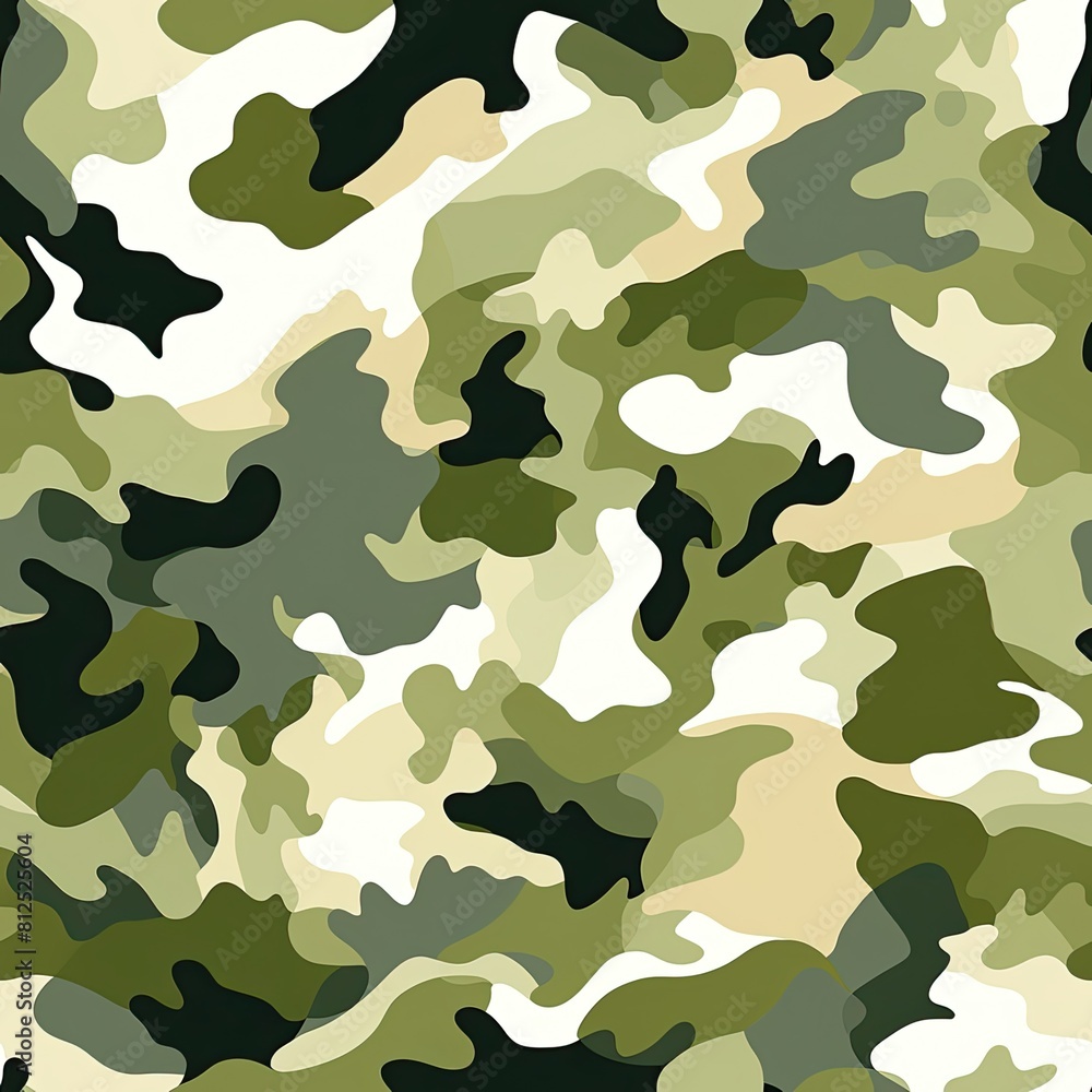 Generative AI. Seamless Camouflage Pattern in Shades of Green and Brown. Generative AI. Seamless Camouflage Pattern in Shades of Green and Brown.