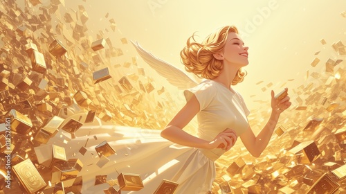 woman angel with money