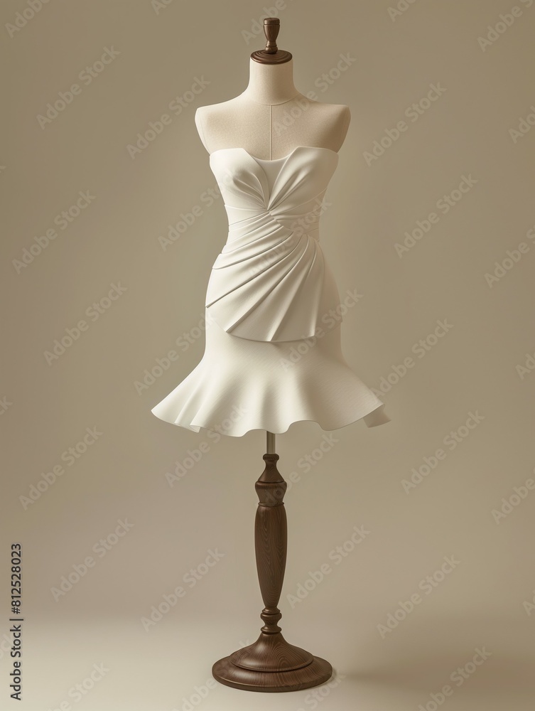 White dress mockup, lovely dress on mannequin, 3d render White dress mockup, lovely dress on mannequin, 3d render