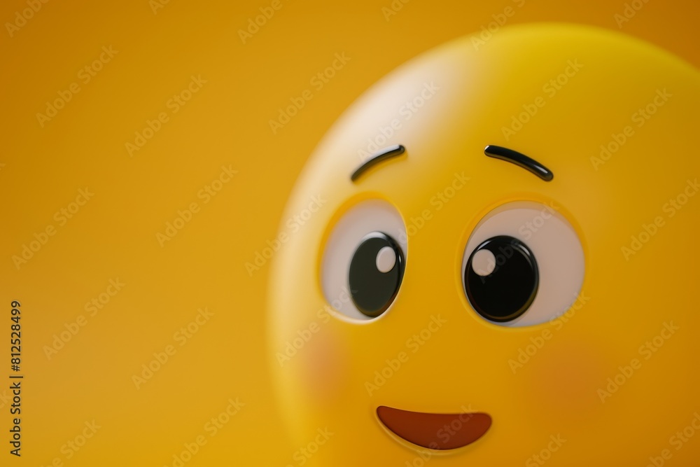 A cartoon face with blue eyes and a yellow smile A cartoon face with blue eyes and a yellow smile