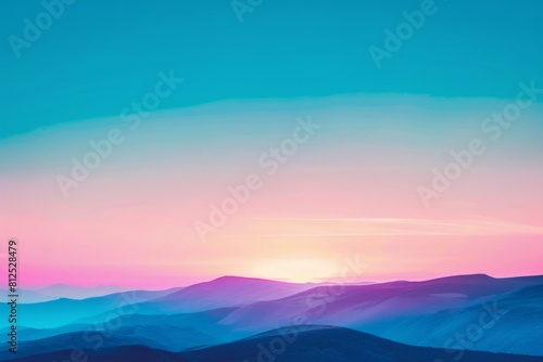 Gradient Dawn Over Layered Mountain Silhouettes