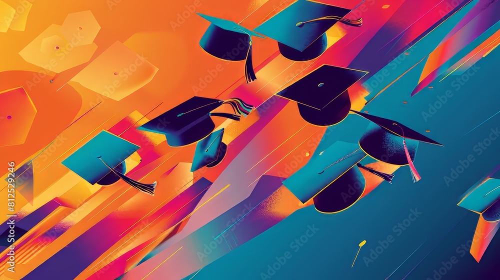 Cap Flying Stock Image A colorful image of graduation caps flying through the air. The caps ...