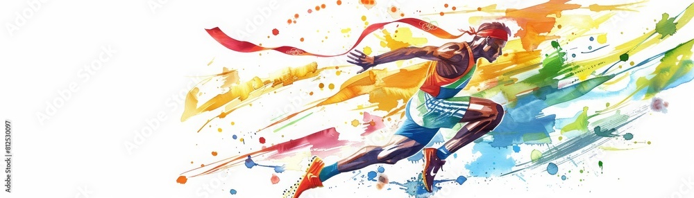 A fantastic watercolor of an athlete winning a gold medal at the Olympics, illustrated as a simple clipart isolated white background A fantastic watercolor of an athlete winning a gold medal at the Olympics, illustrated as a simple clipart isolated white background