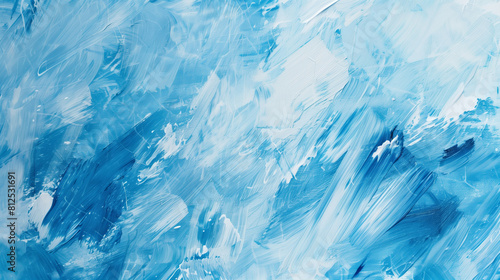 Abstract art background. Brushstrokes of paint. Light blue colours. Color texture, oil or acril painting. Horizontal background. 