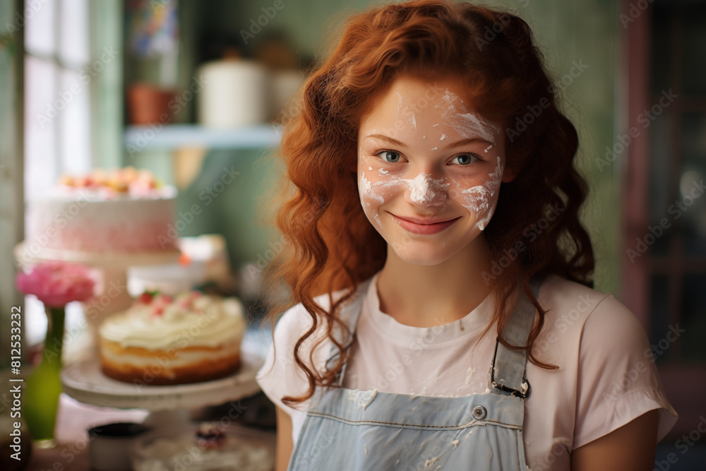 Young pretty brunette girl at indoors holding cake Young pretty brunette girl at indoors holding cake