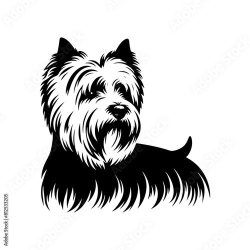  West Highland White Terrier vector Silhouette - Capturing the Endearing Beauty and Playful Spirit of this Beloved Breed-  West Highland White Terrier Illustration.