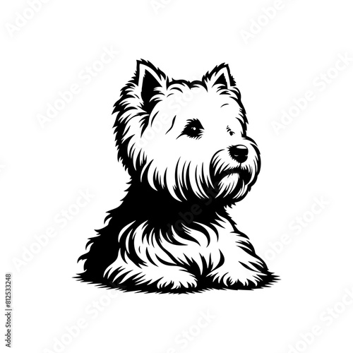  West Highland White Terrier vector Silhouette - Capturing the Endearing Beauty and Playful Spirit of this Beloved Breed-  West Highland White Terrier Illustration.