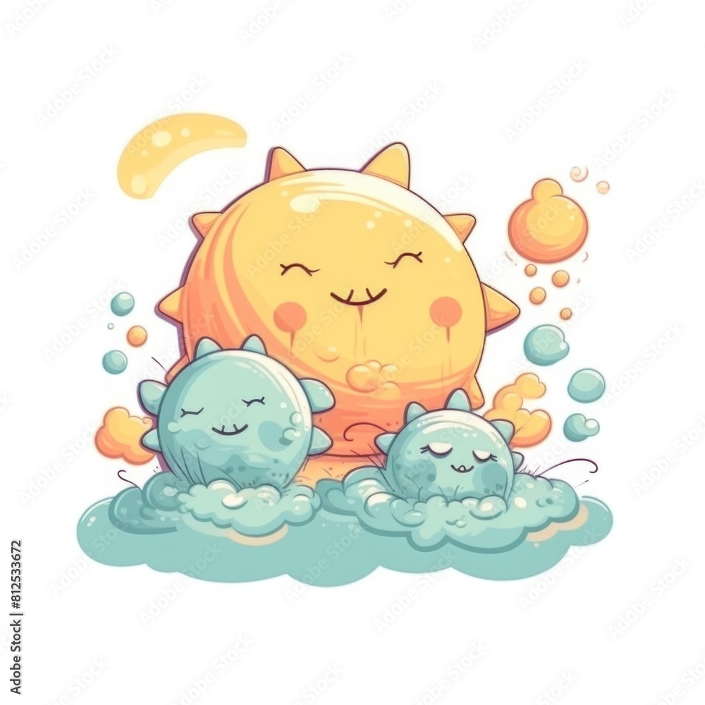 Illustration of the sun and clouds. AI generative. Illustration of the sun and clouds. AI generative.