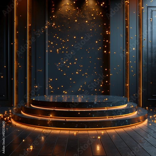 Asimple black geometric podium for product display minimal abstract background branding and packaging presentation fashion concept 3d rendering. Made with generative ai