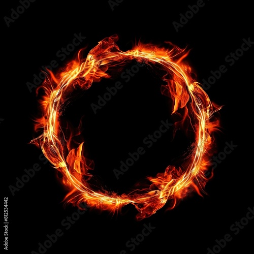 Dynamic Fiery Ring on Black Background