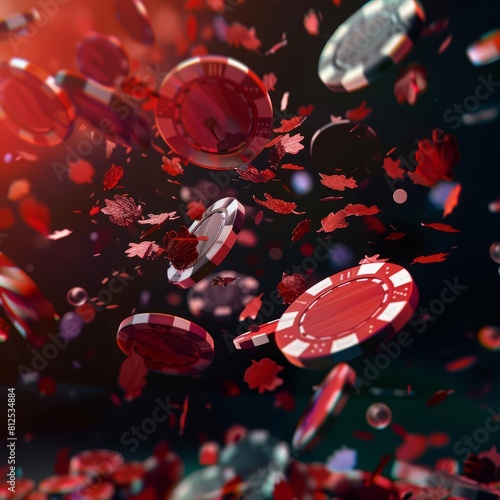 A visually captivating banner for a gambling concept, featuring casino chips and playing cards