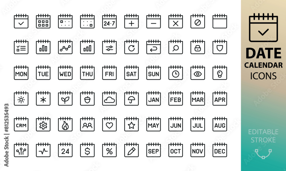 Date and calendar icons set Date and calendar icons set