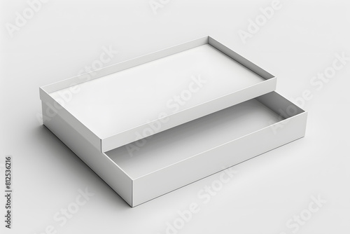 Blank Rigid Sleeve box die cut mock up template. Blank sliding drawer cardboard box mockup. Generative Ai.
