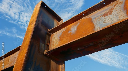 Steel Beams Against a Blue Sky

