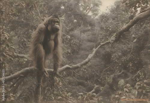 A view of an Orang u Tan in the Jungle photo