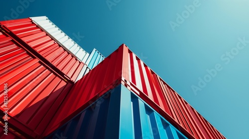 Skyward Symphony of Vibrant Shipping Containers, with copyspace

