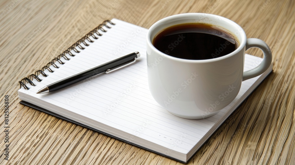 Coffee and notebook placed on the table Coffee and notebook placed on the table