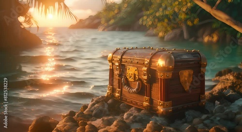 Unveiling Secrets Pirate Treasure Chest on Deserted Island Sparks Adventure and Fortune	
 photo
