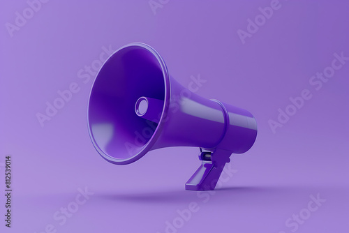 Vibrant purple awareness Megaphone Icon Against a purple Background, Symbolizing Inclusivity, Empowerment, and Support. 