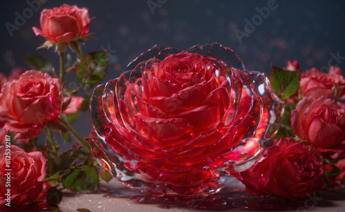 生成ai beautiful　crystal　red rose flour