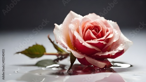 Isolated rose with dew drops in the garden transparent backgroung