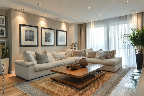 Contemporary Living Room with a Harmonious Blend © DigitalMagicVisions