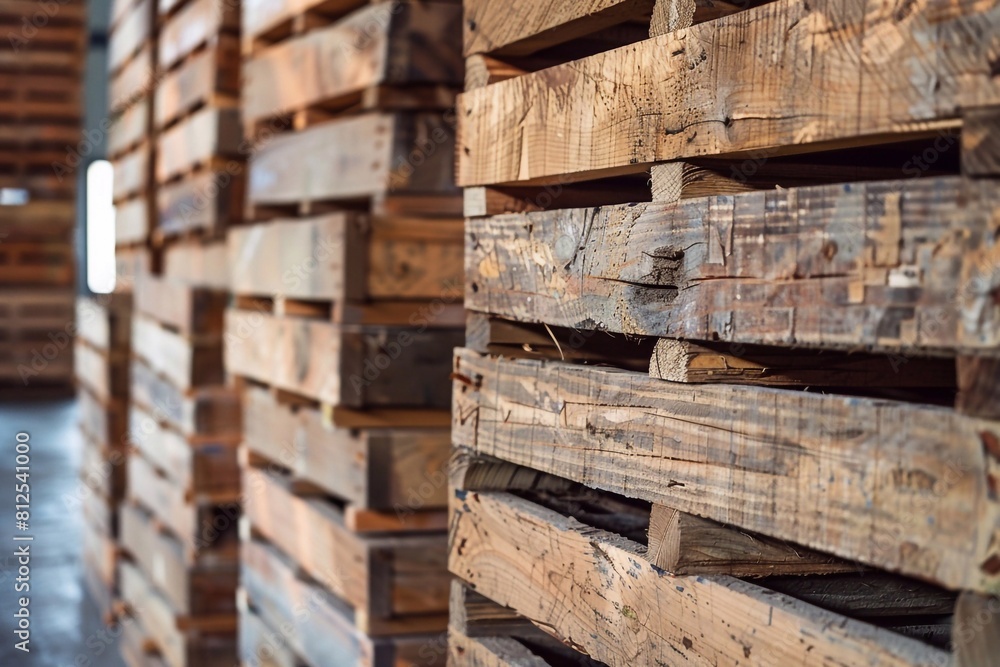 High-quality pallets of parquet boards in a stack awaiting shipment to a warehouse, wood industry. High-quality pallets of parquet boards in a stack awaiting shipment to a warehouse, wood industry.
