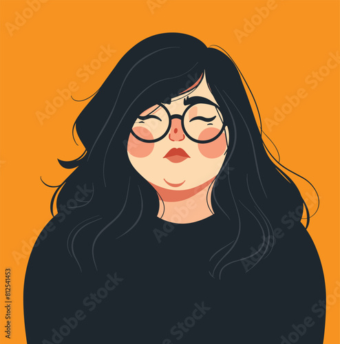 Flat Illustration of Chubby Girl isolated on background