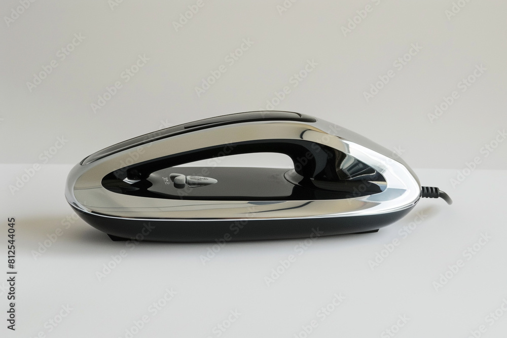 A travel iron with a folding handle and compact design, ideal for packing in small spaces. A travel iron with a folding handle and compact design, ideal for packing in small spaces.