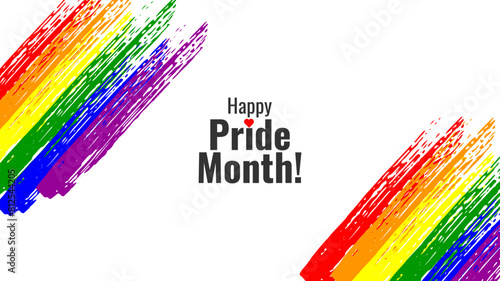 LGBTQ banner with symbols celebrating Pride Month. Rainbow elements. Gay pride parade. Vector illustration.