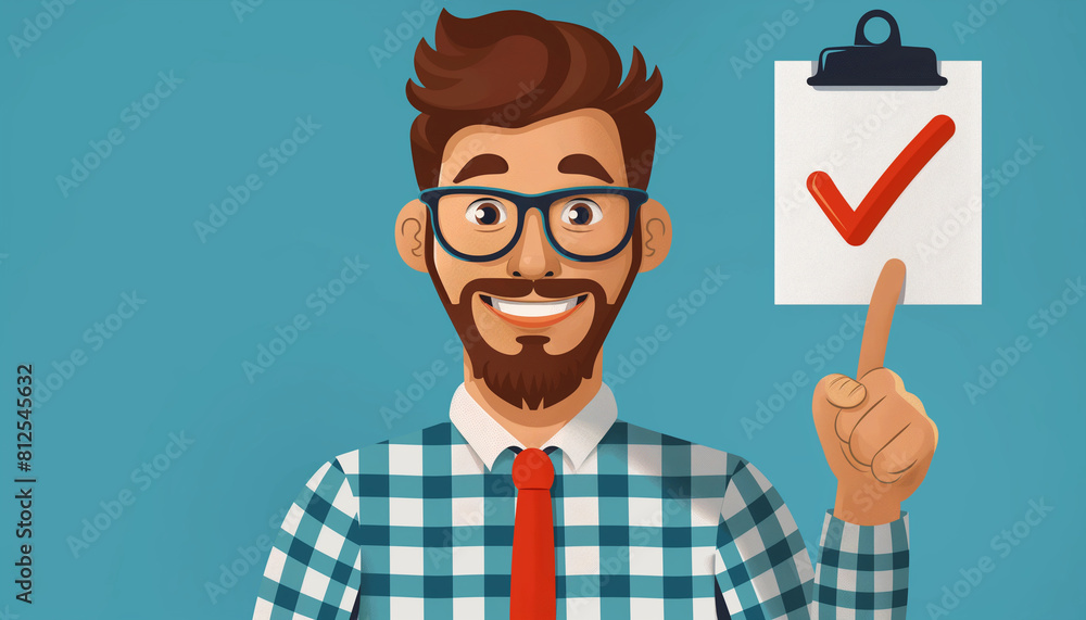 Happy man pointing to document with completed task. Smiling businessman demonstrating completed form. Business success and time management Happy man pointing to document with completed task. Smiling businessman demonstrating completed form. Business success and time management