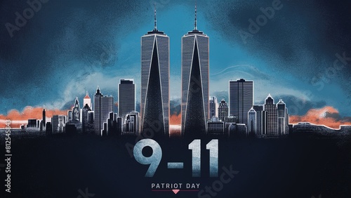 911 Patriot Day banner template. September 11 Memorial Day. Generative Ai.