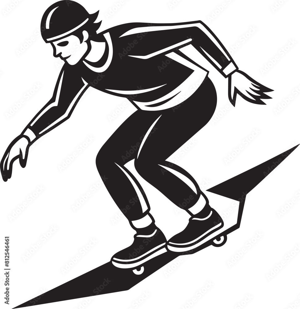 Skateboarder, extreme sport, black and white vector illustration Skateboarder, extreme sport, black and white vector illustration
