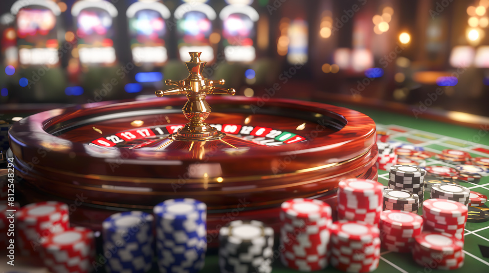 Stack of casino poker chips, Casino poker chip pile, Chips stack on a table, Casino board