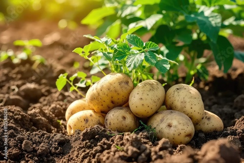 Roots of Nourishment  Potatoes Thriving in the Sunlit Field