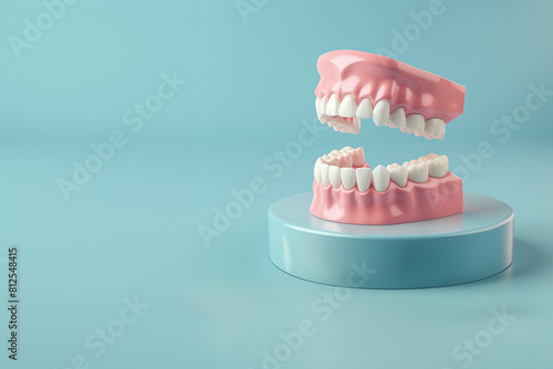 Teeth model on blue background